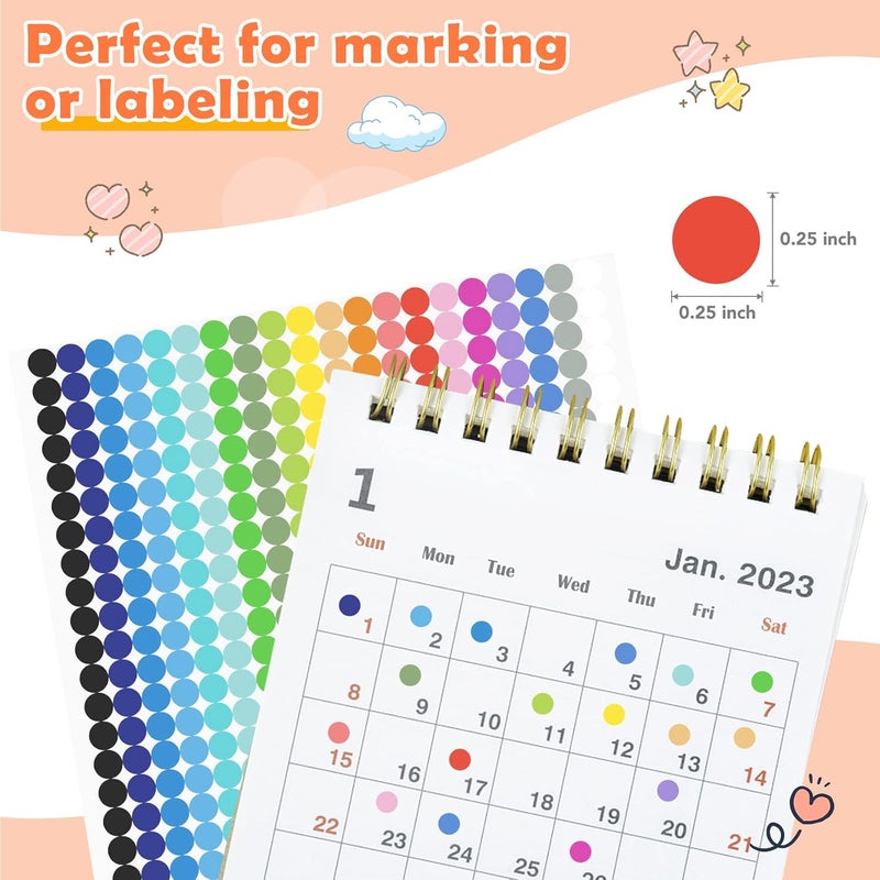 Nestcode 6720 PCS Small Dot Stickers Round Color Coding Labels Circle Dot Stickers Label Sticker in 20 Colors for Office,Classroom - Image 2